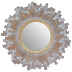 Sunburst Multilevels Wooden Wall Mirror