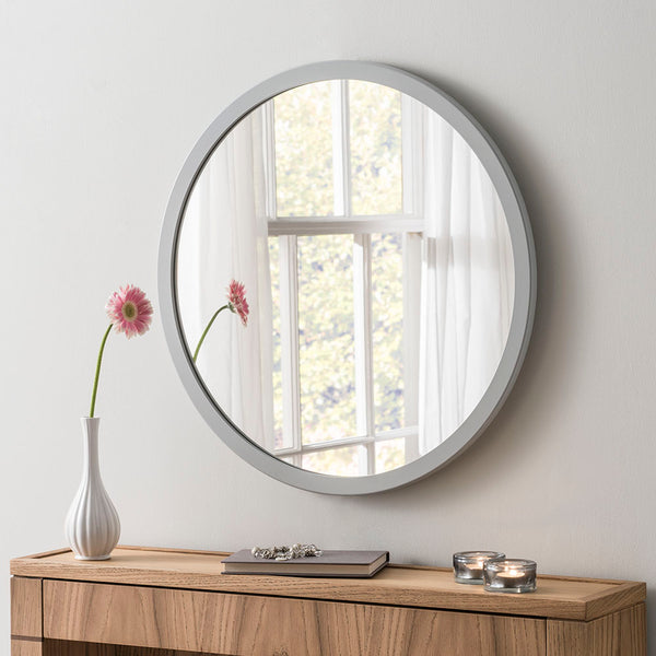 Yearn Mirrors Light Grey Round Mirror 40cm x 40cm