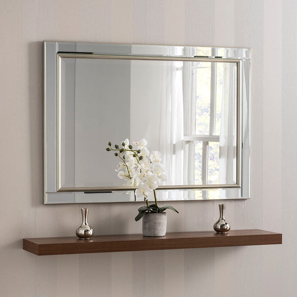 Yearn Mirrors Modern Silver Rectangle  Mirror 91cm x 116cm